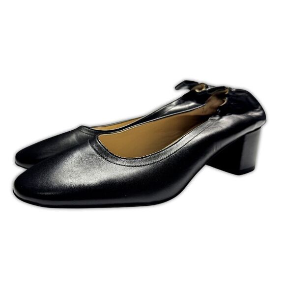 Everlane Size 10 The Day Heel Black Leather Block Round Toe Slip On NWOT - Picture 4 of 13